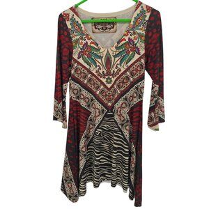 Amma Design Size Medium Womens Tunic Top Boho Hippie Artsy Knit Blouse
